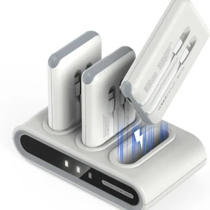 10,000mAh Shared Power Bank Charger Station Set with 3-Pack Portable Chargers for All Mobile Devices for Home and Travel