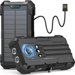 18,400mAh Solar Power Bank with LED Light Wireless Charger for Apple Watch Multi-functional Solar Charger Outdoor Essentials