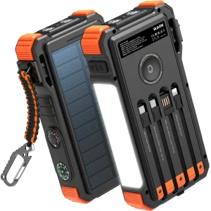 20,000mAh Solar Power Bank PD20W Fast Charging with Wireless Charger for Watch Emergency LED Camping Light Outdoor