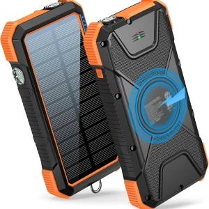 20,000mAh Solar Power Bank Wireless Charger for Phone LED Camping Light Solar Charger with Outdoor Compass