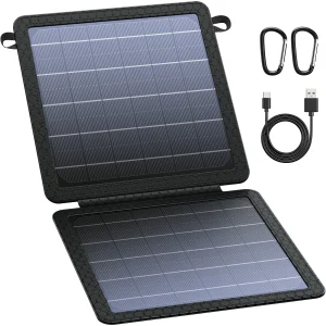 10W Portable Solar Panel Small Foldable Solar Charger Compatible with Cell Phone Tablet IPX4 Waterproof for Outdoor Camping